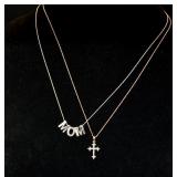 14K Mom Necklace and 10KT Cross Necklace Set