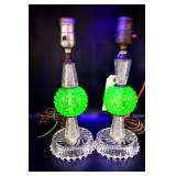 Depression Dresser Lamps With Uranium Accent