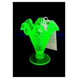 Vintage Fenton Hobnail Uranium Glass Vase