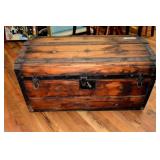 Antique Curved Top Wooden Trunk
