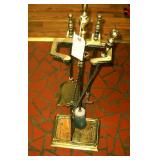 Brass Fireplace Tool Set With  Tools