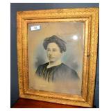 Antique Tinted Portrait in Ornate Frame