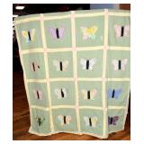 Vintage Handmade Butterfly Quilt with Appliques