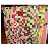Patchwork Quilt Top With Multi-Color Squares