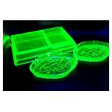 Depression Green Uranium Glass Desk Tray Lot