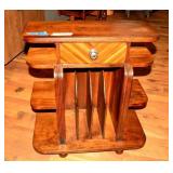 Art Deco Walnut Record Stand with Ball Feet