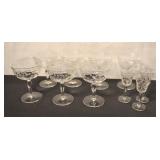 Vintage Etched Glass Stemware, 10 Pieces