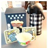 Wooden Popcorn Box and Pioneer Woman Measuring Cup