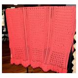 Hand-Crocheted Pink Cover With Fringe