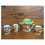 WINNIE THE POOH - TEA POT AND 3 CUPS