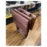 3 - TV TRAYS WOODEN FOLDABLE AND HOLDER