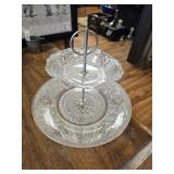 TIARA GLASS 2 TIER SERVING STAND