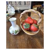 SCHUMANN ARZBERG VASE& A BASKET OF STRAWBERRIES