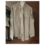 VTG. USMC SERGEANT KHAKI SHIRT &TYE SIZE 16X34