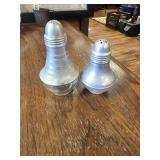 VTG. MCM SALT & PEPPER SHAKERS-GLASS & ALUMINUM