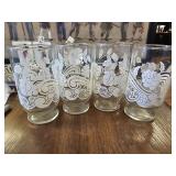 VTG. FORAL WHITE GOLD RIM SET OF 4 GLASSES