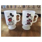 VTG. MICKEY-MINNIE MOUSE MILK GLASS MUG SET