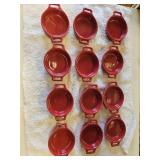 12 RED CERAMIC MINI COCOTTES