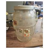 VTG. BARREL CANDY/PICKLE JAR NO HANDLE
