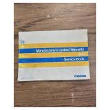 1978 MAZDA WARRANTY & SERVICE BOOK