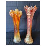 Vintage Indian Glass/Carnival Glass Vases (2)