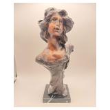 Auguste Moreau art nouveau bronze bust, lady