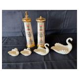 Lenox Salt and Pepper Mills, 4 Porcelain Swans