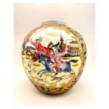 Porcelain vase with double hand-painted scene