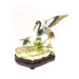 Crane, gilt and enamel scene.