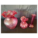 Vintage Ruby Red Glass Vases (3)