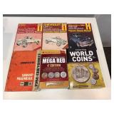 Auto manuals and coin valuation books