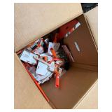 Box of paint brushes, supplies