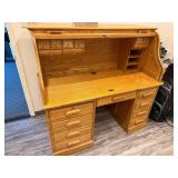 Oak roll-top desk