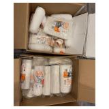 3 boxes of painting supplies, drop cloths, rollers
