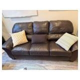 Brown leather-like sofa