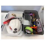 (2) containers of tools, hard hat, misc.