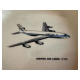 (2)United Airlines 7.25' x 7.25' Vintage Ash Trays