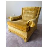 (2) Vintage 1970s Gold Arm Chairs - Velvet Velour