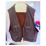 Leather Biker Vest With Harley Davidson Hat