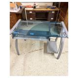 Glass top computer desk