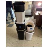 A lot of trash cans