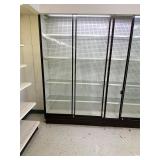 8 foot tall gondola shelving with glass doors
