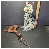 Decorative Metal Cat With Optional Ornament