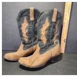 Brown and Black Suede Cowboy Boots