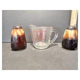 Horn Salt and Pepper Shakers with Glass Cup