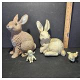 Plaster Yard Art Animal and Cherub Set