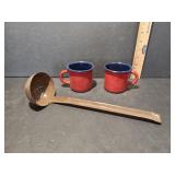 Speckled Enamelware Cups and Ladle Set