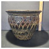 Brown Glazed Ceramic Planter Pot