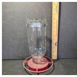 Glass Chicken Feeder with Metal Base