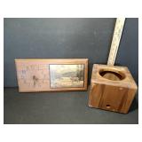 Wooden Clock and Square Wooden Container
